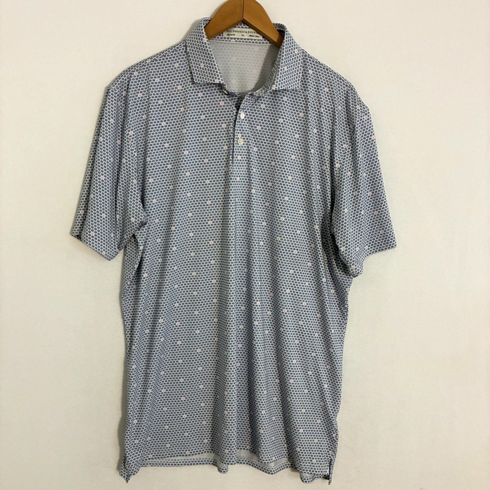Holderness & Bourne Polo Shirt Mens XL Geometric Short Sleeve Performance Preppy